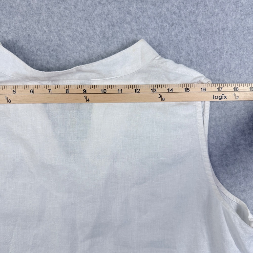 Linen Tunic Womens XL White Sleeveless Asymmetric Layered Hem Top Multiples - Picture 9 of 12
